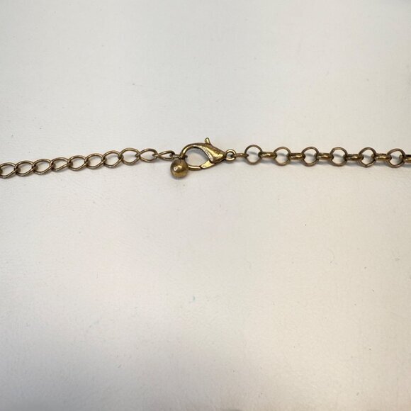 Tassel Pendant Necklace Stone Beads Brassy Gold Tone Long Length Adjustable - Picture 3 of 10